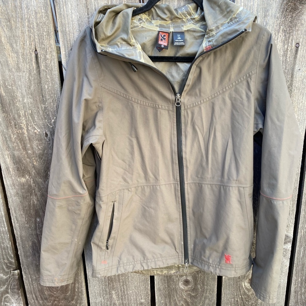 Women's Chrome Industries Camo LS Hooded Jacket M Windbreaker Full Zip Nylon